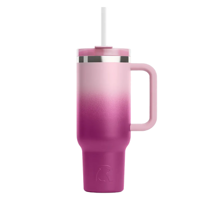 Front customization side of the RTIC Road Trip Tumbler 30 oz in Very Berry Ombre 