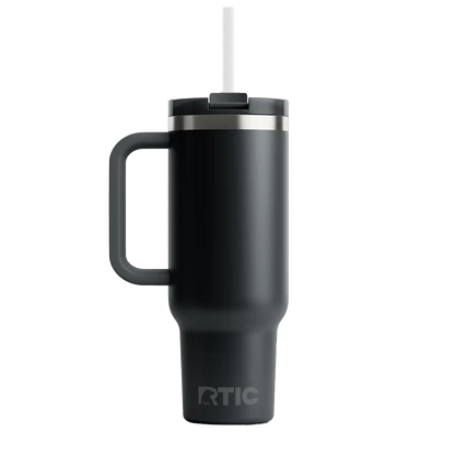 Back customization side of the RTIC Road Trip Tumbler 40 oz in Black 