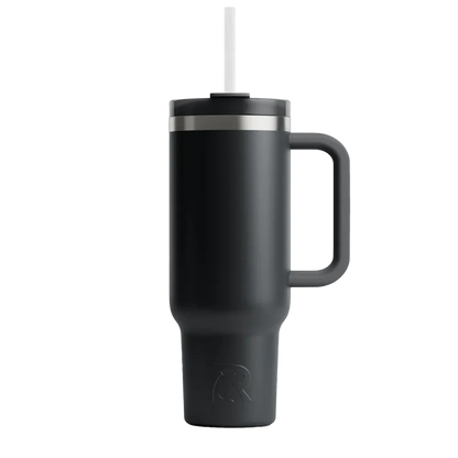 Front customization side of the RTIC Road Trip Tumbler 40 oz in Black 