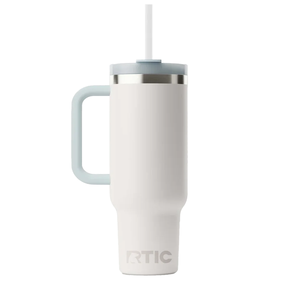 Back customization side of the RTIC Road Trip Tumbler 40 oz in White 