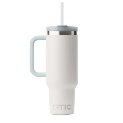 Back customization side of the RTIC Road Trip Tumbler 40 oz in White 