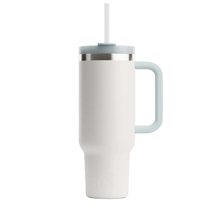 Front customization side of the RTIC Road Trip Tumbler 40 oz in White 