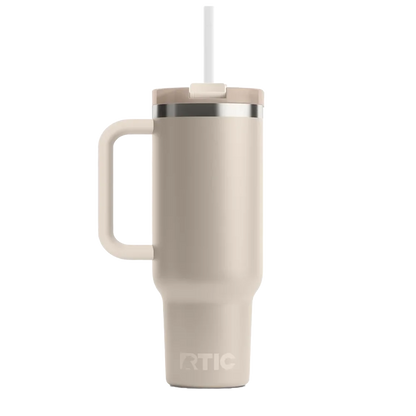Back customization side of the RTIC Road Trip Tumbler 40 oz in Beach 