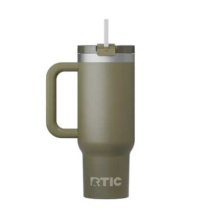 Back customization side of the RTIC Road Trip Tumbler 40 oz in Olive 