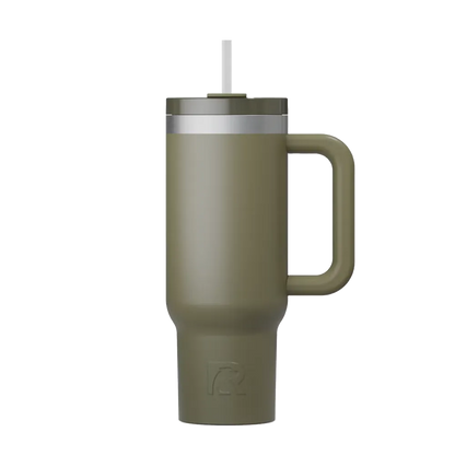 Front customization side of the RTIC Road Trip Tumbler 40 oz in Olive 
