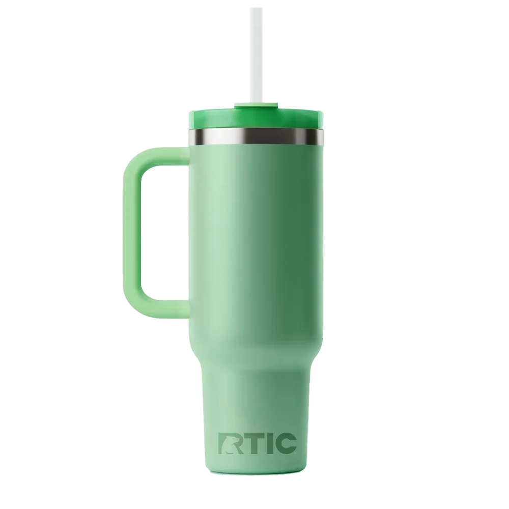 Back customization side of the RTIC Road Trip Tumbler 40 oz in Sage 