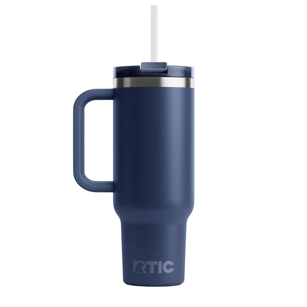 Back customization side of the RTIC Road Trip Tumbler 40 oz in Navy 