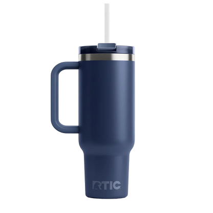 Back customization side of the RTIC Road Trip Tumbler 40 oz in Navy 