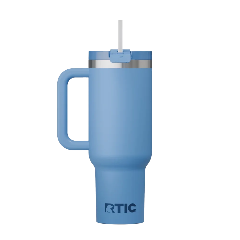 Back customization side of the RTIC Road Trip Tumbler 40 oz in Denim 