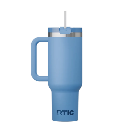 Back customization side of the RTIC Road Trip Tumbler 40 oz in Denim 