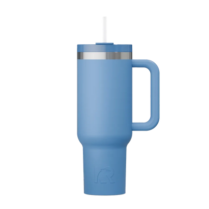 Front customization side of the RTIC Road Trip Tumbler 40 oz in Denim 