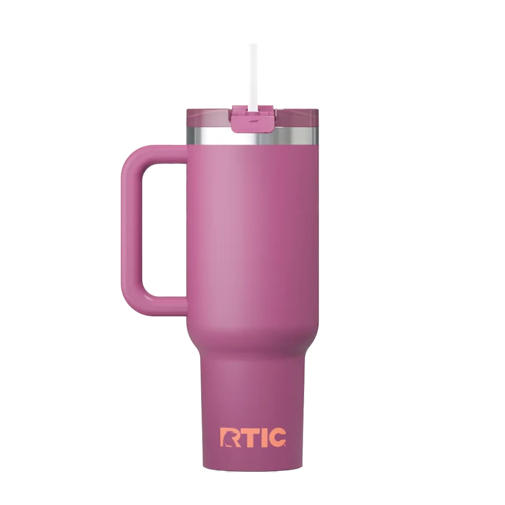 Back customization side of the RTIC Road Trip Tumbler 40 oz in Orchid 