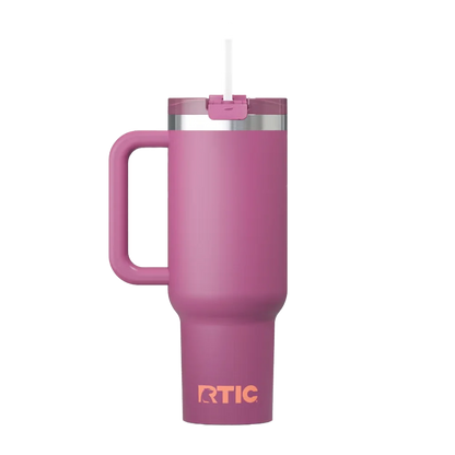 Back customization side of the RTIC Road Trip Tumbler 40 oz in Orchid 