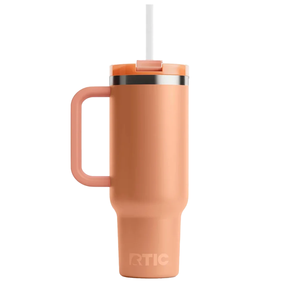 Back customization side of the RTIC Road Trip Tumbler 40 oz in Salmon 