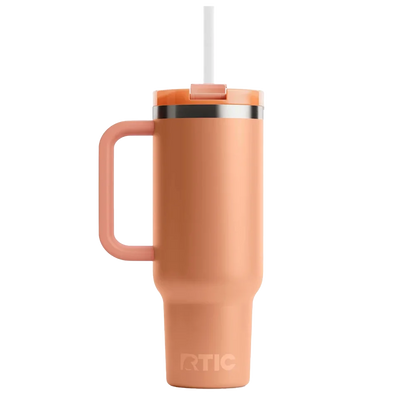 Back customization side of the RTIC Road Trip Tumbler 40 oz in Salmon 
