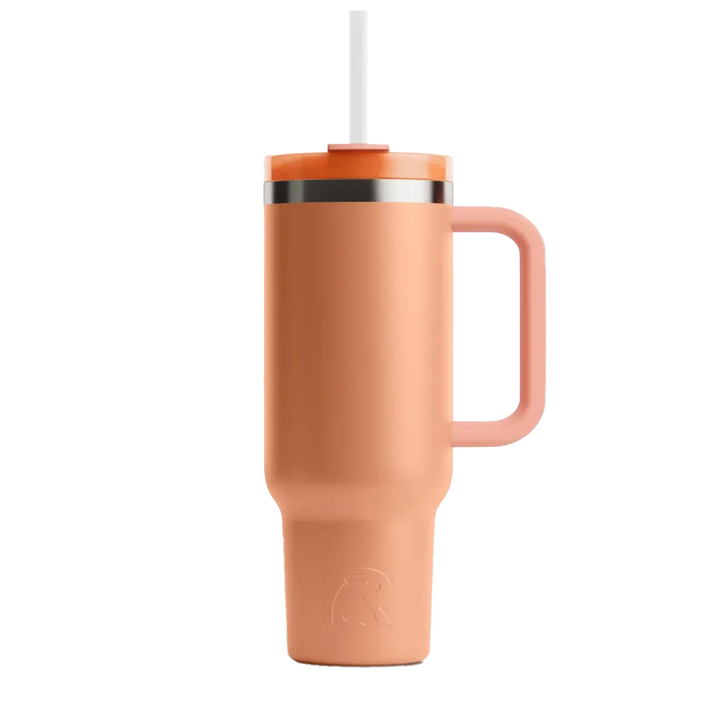 Front customization side of the RTIC Road Trip Tumbler 40 oz in Salmon 
