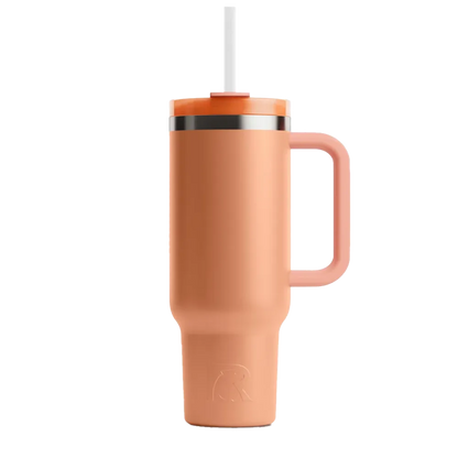 Front customization side of the RTIC Road Trip Tumbler 40 oz in Salmon 