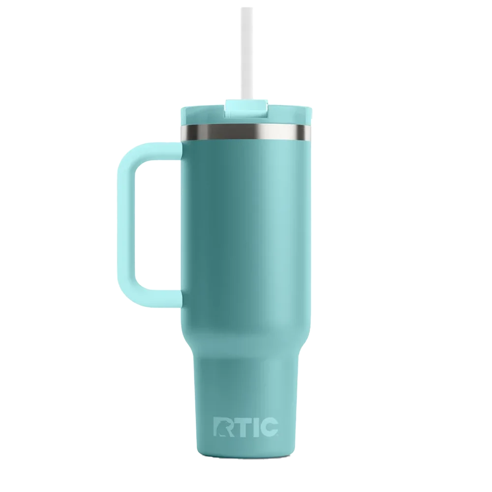 Back customization side of the RTIC Road Trip Tumbler 40 oz in Lagoon 
