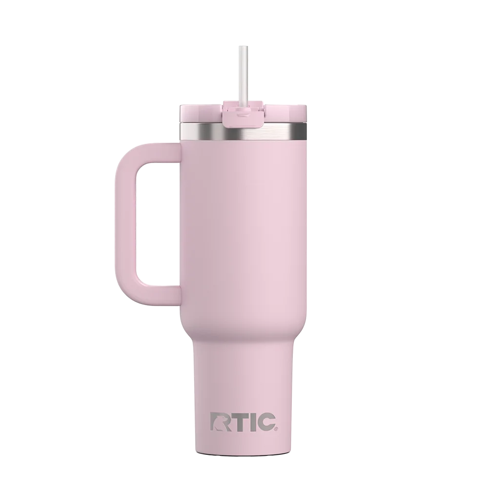 Back customization side of the RTIC Road Trip Tumbler 40 oz in Pale Pink 