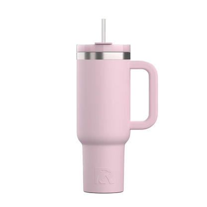 Front customization side of the RTIC Road Trip Tumbler 40 oz in Pale Pink 