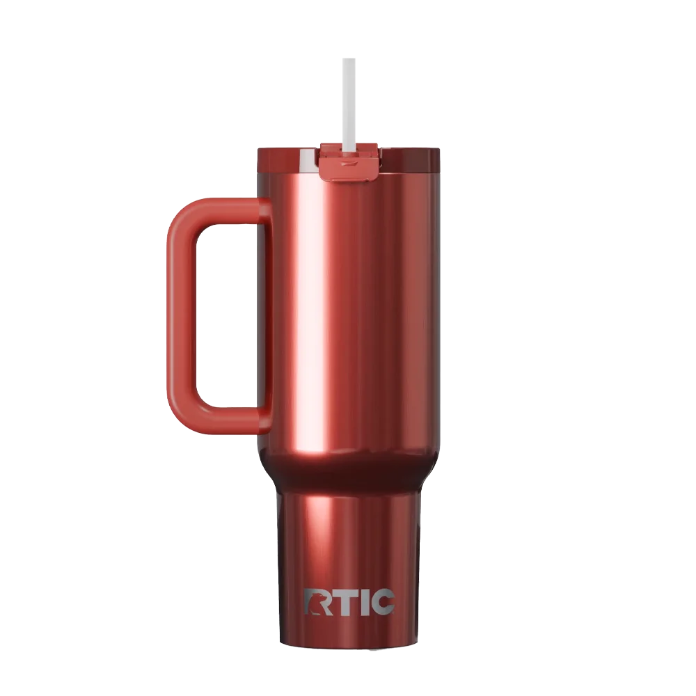 Back customization side of the RTIC Road Trip Tumbler 40 oz in Black Cherry Metallic 