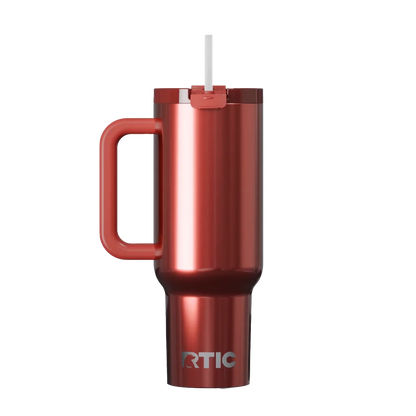 Back customization side of the RTIC Road Trip Tumbler 40 oz in Black Cherry Metallic 