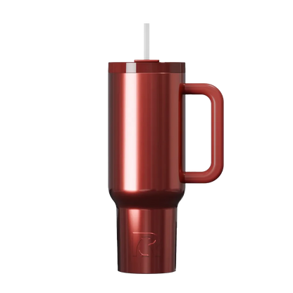 Front customization side of the RTIC Road Trip Tumbler 40 oz in Black Cherry Metallic 