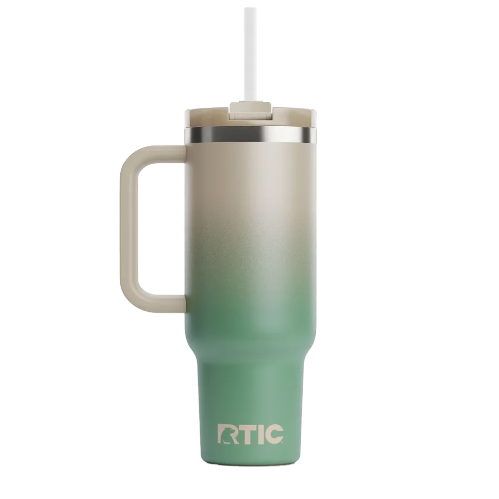 Back customization side of the RTIC Road Trip Tumbler 40 oz in Sage Ombre 