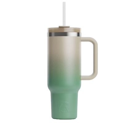 Front customization side of the RTIC Road Trip Tumbler 40 oz in Sage Ombre 