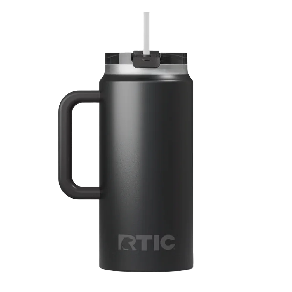 Back customization side of the RTIC Road Trip Tumbler 64 oz in Black 