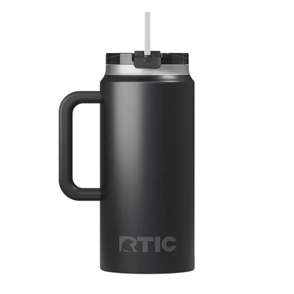 Back customization side of the RTIC Road Trip Tumbler 64 oz in Black 