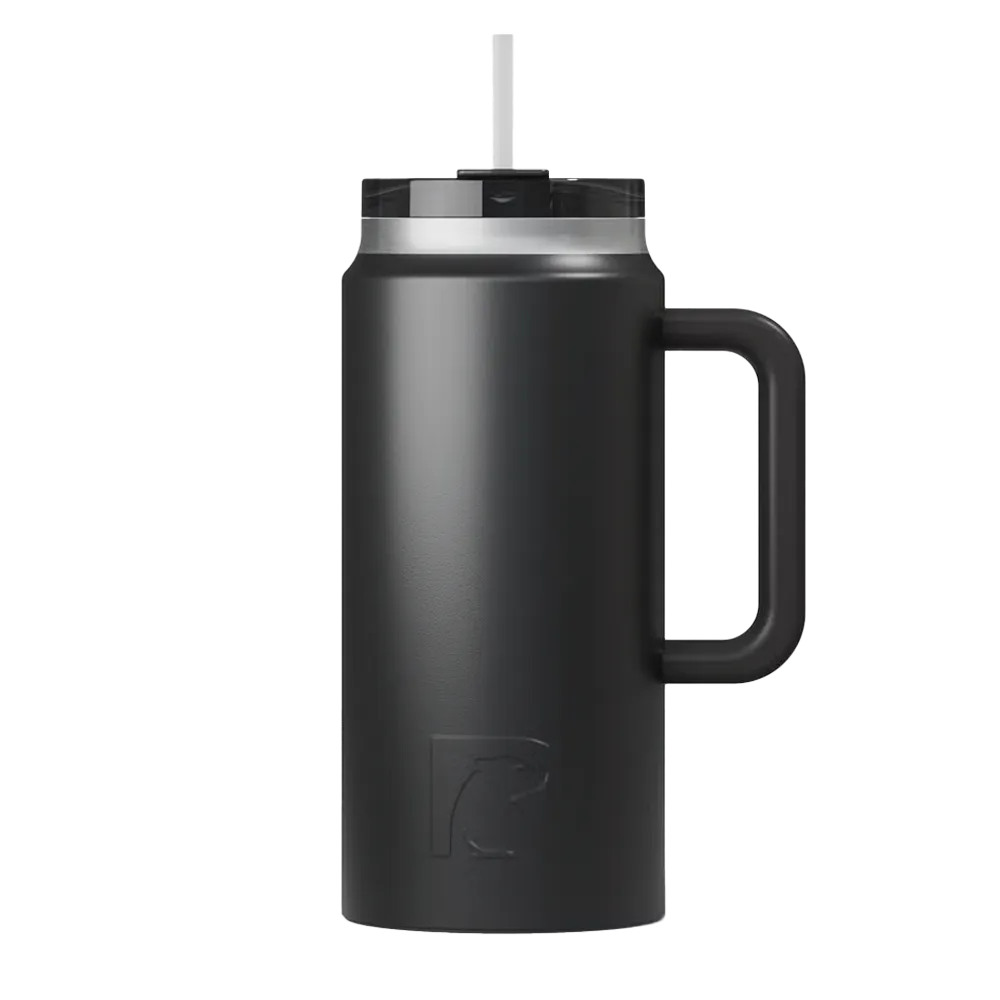 Front customization side of the RTIC Road Trip Tumbler 64 oz in Black 