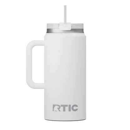 Back customization side of the RTIC Road Trip Tumbler 64 oz in White 