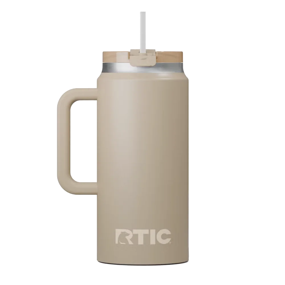 Back customization side of the RTIC Road Trip Tumbler 64 oz in Beach 
