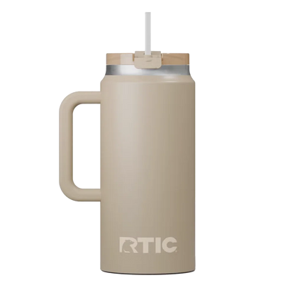 Back customization side of the RTIC Road Trip Tumbler 64 oz in Beach 