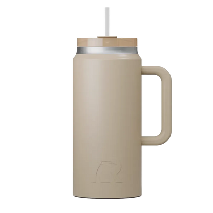 Front customization side of the RTIC Road Trip Tumbler 64 oz in Beach 