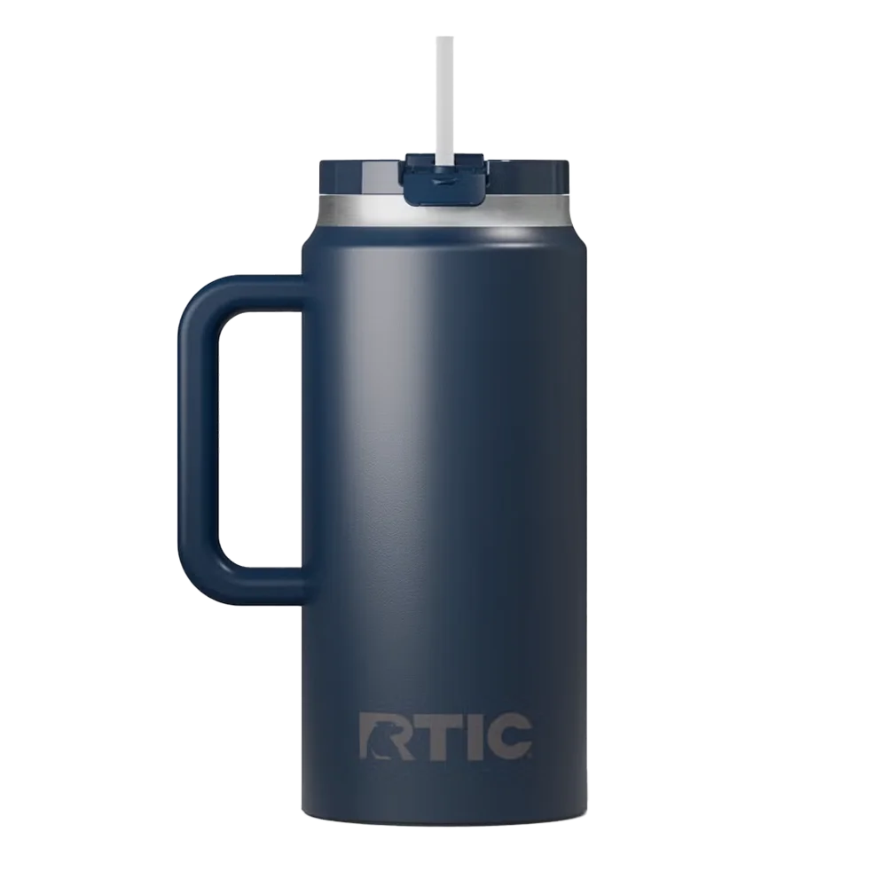 Back customization side of the RTIC Road Trip Tumbler 64 oz in Navy 