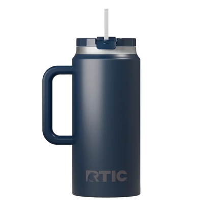 Back customization side of the RTIC Road Trip Tumbler 64 oz in Navy 