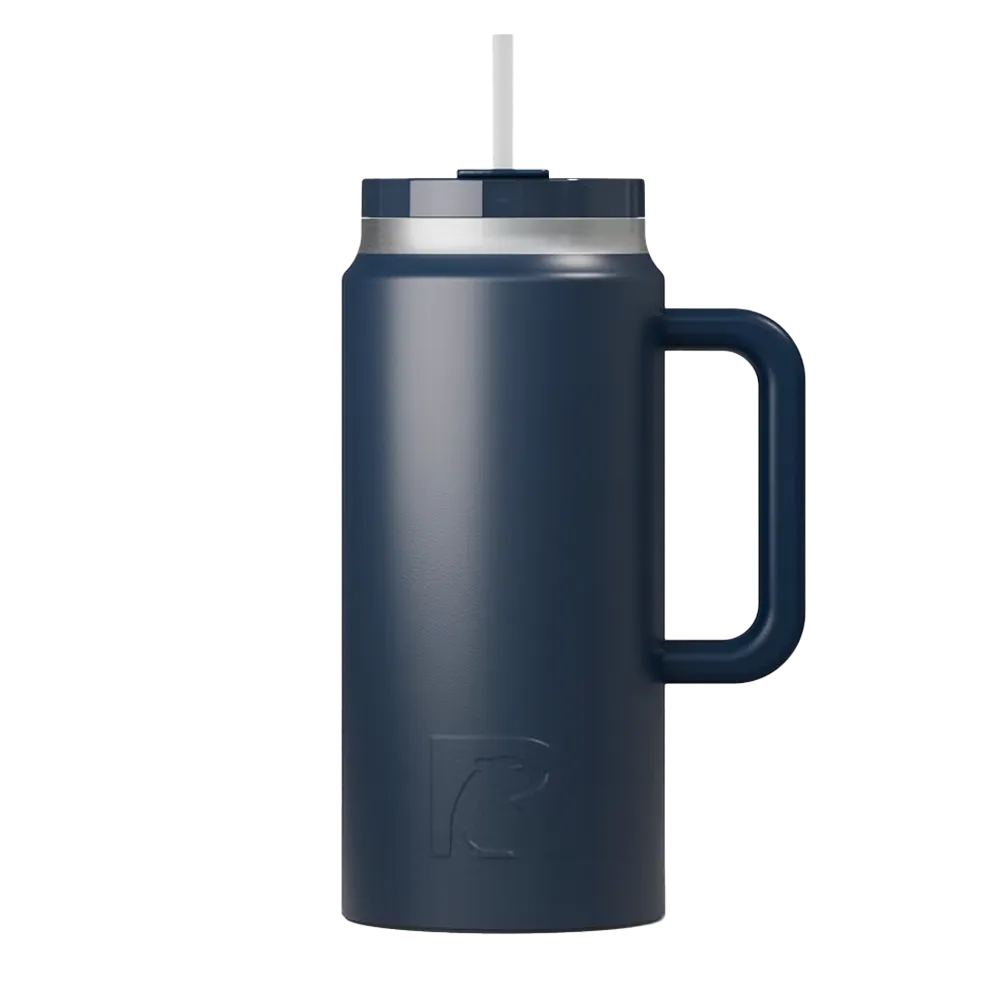 Front customization side of the RTIC Road Trip Tumbler 64 oz in Navy 