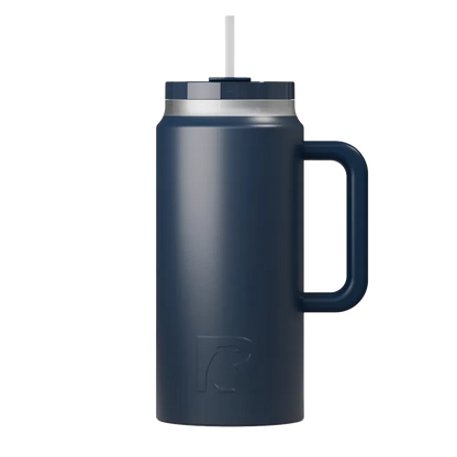 Front customization side of the RTIC Road Trip Tumbler 64 oz in Navy 