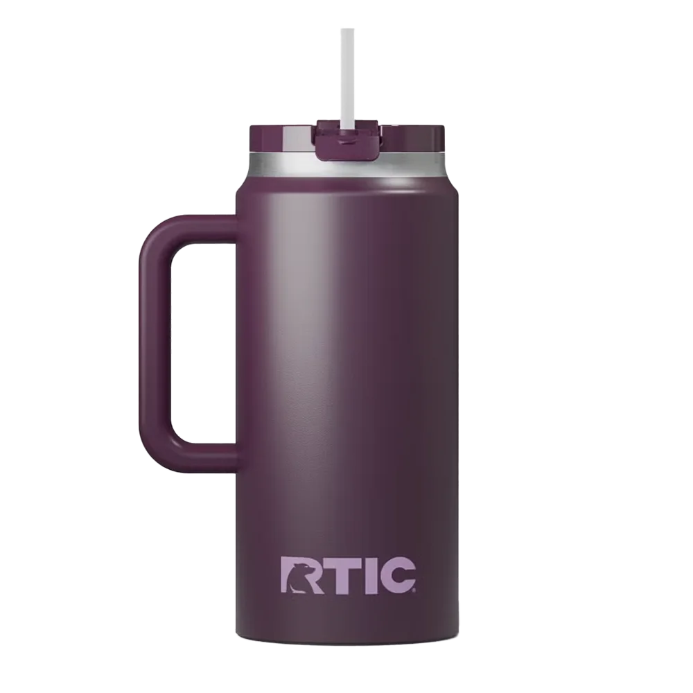 Back customization side of the RTIC Road Trip Tumbler 64 oz in Plum 