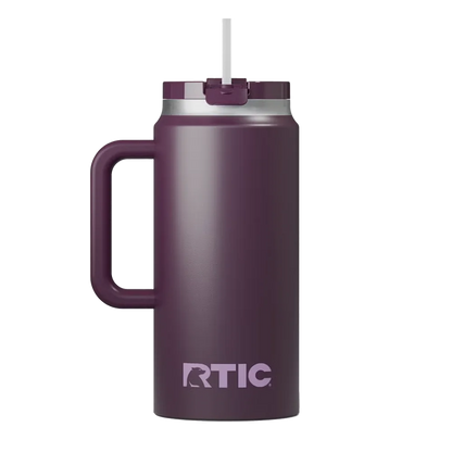 Back customization side of the RTIC Road Trip Tumbler 64 oz in Plum 