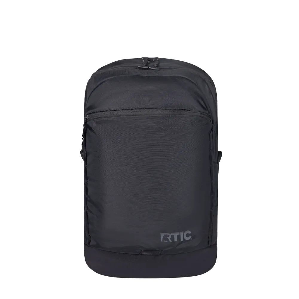 Front customization side of the RTIC Road Trip Backpack in Black 