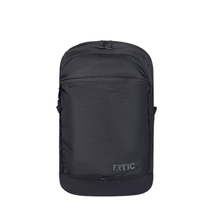 Front customization side of the RTIC Road Trip Backpack in Black 