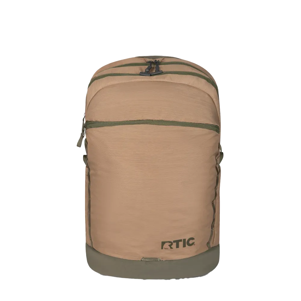 Front customization side of the RTIC Road Trip Backpack in Trailblazer 