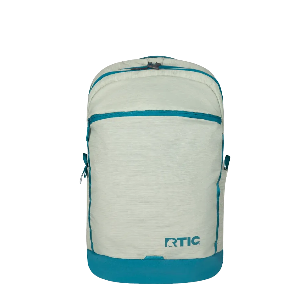 Front customization side of the RTIC Road Trip Backpack in Lichen 