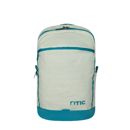 Front customization side of the RTIC Road Trip Backpack in Lichen 