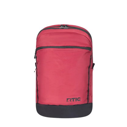 Front customization side of the RTIC Road Trip Backpack in Maroon 