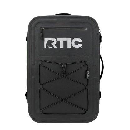 Front customization side of the RTIC Ultra-Dry Duffle Pack 60 lt in Black and Graphite 