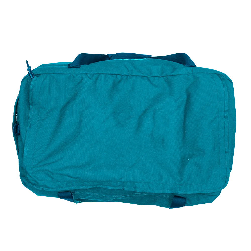 Front customization side of the RTIC Road Trip Duffle Bag Large in Lake Blue 